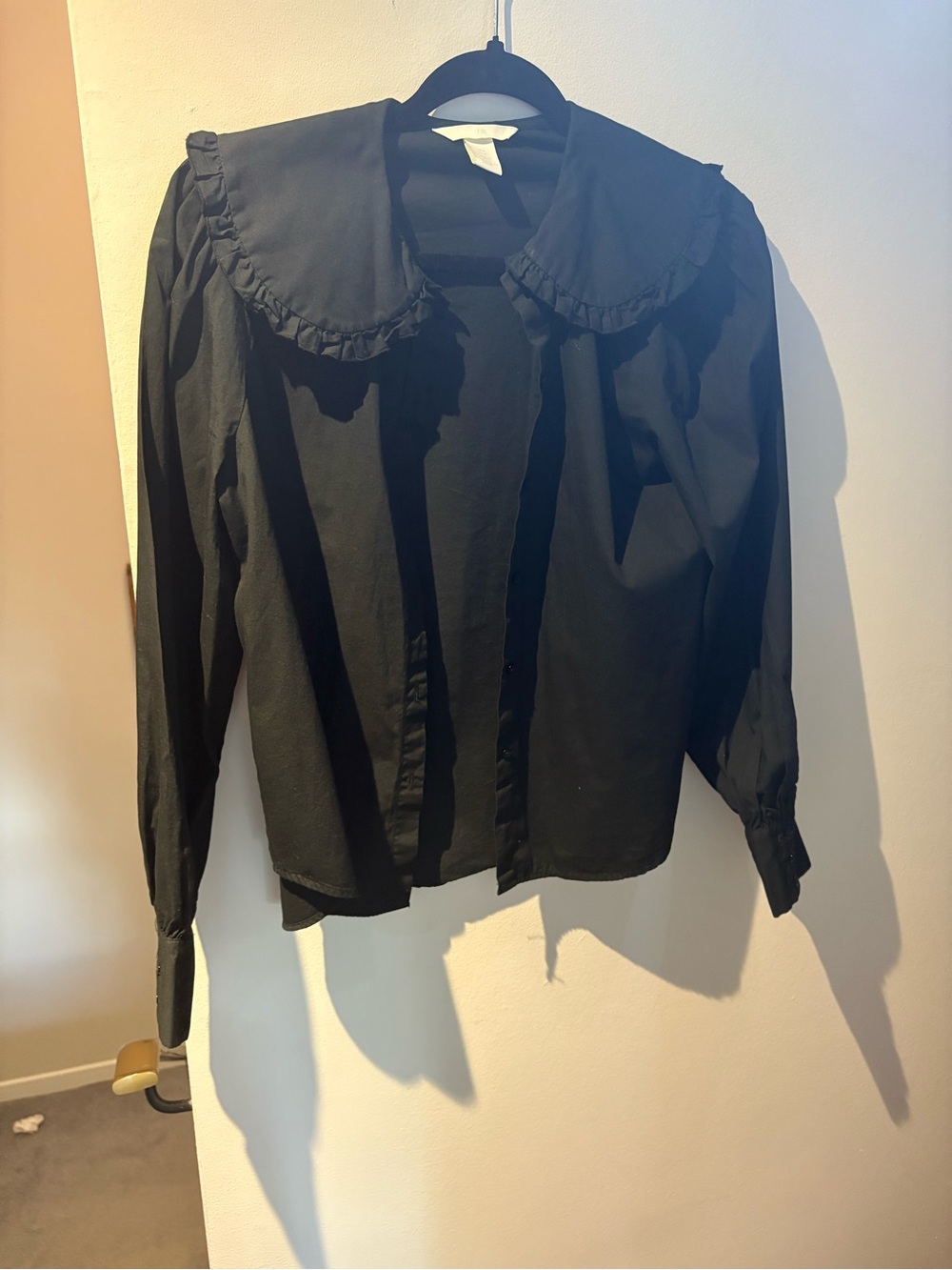 H&M Black Ruffle Collar Jacket